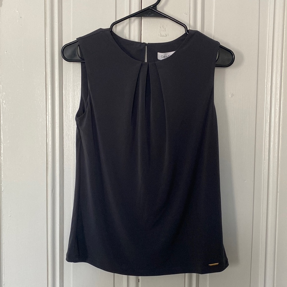 Calvin Klein Pleated Front Sleeveless Blouse Size XS